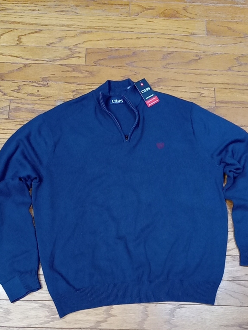 NWT Chaps Men’s Coolmax Performance Stretch Quarter Zip Sweater Navy XXL Preppy